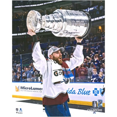 Autographed Colorado Avalanche Devon Toews Fanatics Authentic 2022 Stanley Cup Champions 16 x 20 Raising Cup Photograph