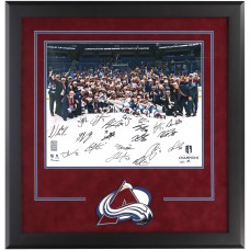 Autographed Colorado Avalanche Fanatics Authentic Deluxe Framed 2022 Stanley Cup Champions 16 x 20 Team Photograph with Multiple Signatures