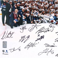 Autographed Colorado Avalanche Fanatics Authentic Deluxe Framed 2022 Stanley Cup Champions 16 x 20 Team Photograph with Multiple Signatures