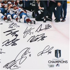 Autographed Colorado Avalanche Fanatics Authentic Deluxe Framed 2022 Stanley Cup Champions 16 x 20 Team Photograph with Multiple Signatures