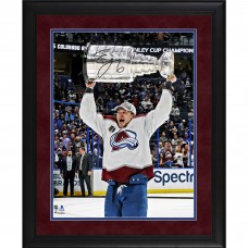Autographed Colorado Avalanche Erik Johnson Fanatics Authentic Framed 2022 Stanley Cup Champions 16 x 20 Raising Cup Photograph