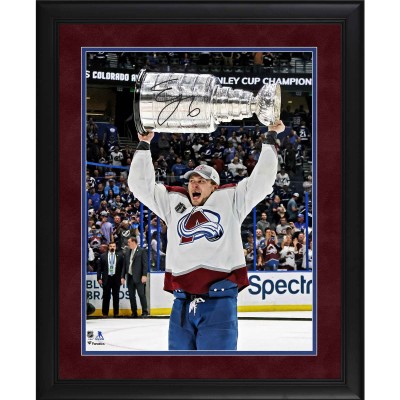 Autographed Colorado Avalanche Erik Johnson Fanatics Authentic Framed 2022 Stanley Cup Champions 16 x 20 Raising Cup Photograph