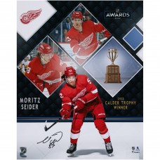 Autographed Detroit Red Wings Moritz Seider Fanatics Authentic 16 x 20 2022 Calder Trophy Winner Stylized Photograph
