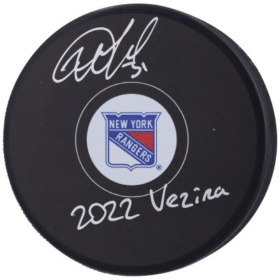 Шайба Igor Shesterkin New York Rangers Authentic Autographed 2022 Vezina Trophy Winner with 2022 Vezina Inscription