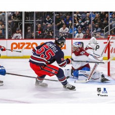 Unsigned Winnipeg Jets Mark Scheifele Fanatics Authentic Shoots Puck Past Goaltender Pavel Francouz Photograph
