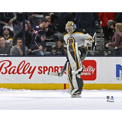 Unsigned Boston Bruins Jeremy Swayman Fanatics Authentic Celebrates After Shootout Win Photograph
