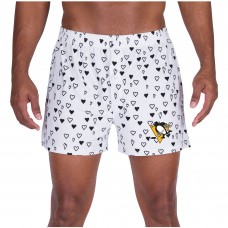 Pittsburgh Penguins Concepts Sport Epiphany All Over Print Knit Boxers - White