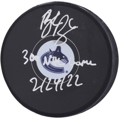Шайба с автографом Brock Boeser Vancouver Canucks Fanatics Authentic Autographed with 300th NHL Game 2/24/22 Inscription