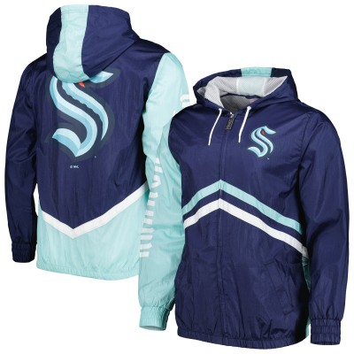 Seattle Kraken Mitchell & Ness Undeniable Full-Zip Windbreaker - Deep Sea Blue