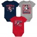 Малышам Washington Capitals Red/Navy/Heather Gray Disney 3-Piece Bodysuit Set