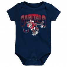Малышам Washington Capitals Red/Navy/Heather Gray Disney 3-Piece Bodysuit Set
