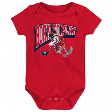 Малышам Washington Capitals Red/Navy/Heather Gray Disney 3-Piece Bodysuit Set