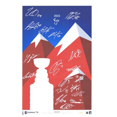 Autographed Colorado Avalanche Fanatics Authentic 2022 Stanley Cup Champions 14 x 20 Print by S. Preston with 20 Signatures - Limited Edition of 22