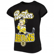 Boston Bruins Girls Youth Mickey Mouse Go Team Go T-Shirt - Black