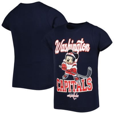 Футболка Washington Capitals Girls Youth Mickey Mouse Go Team Go - Navy
