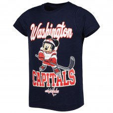 Washington Capitals Girls Youth Mickey Mouse Go Team Go T-Shirt - Navy
