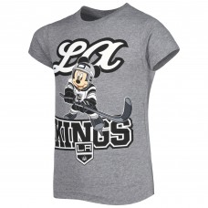 Los Angeles Kings Girls Youth Mickey Mouse Go Team Go T-Shirt - Heather Gray
