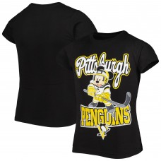 Pittsburgh Penguins Girls Youth Mickey Mouse Go Team Go T-Shirt - Black