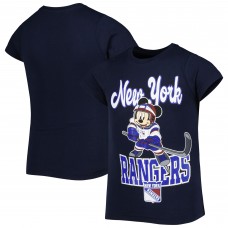 New York Rangers Girls Youth Mickey Mouse Go Team Go T-Shirt - Blue