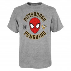 Pittsburgh Penguins Youth Mighty Spidey Marvel T-Shirt - Heather Gray