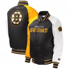 Boston Bruins Starter Youth Raglan Full-Snap Varsity Jacket - Black