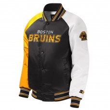 Boston Bruins Starter Youth Raglan Full-Snap Varsity Jacket - Black