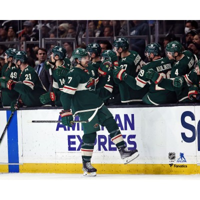 Unsigned Minnesota Wild Marcus Foligno Fanatics Authentic Celebrates a Goal with Teammates Photograph