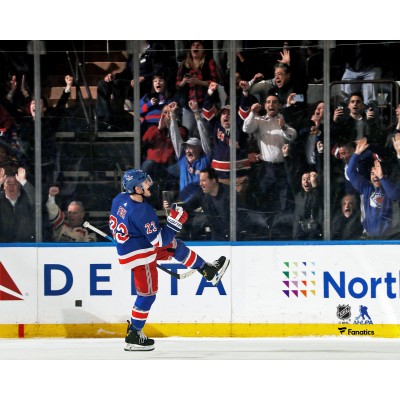 Unsigned New York Rangers Adam Fox Fanatics Authentic Celebrates Scoring the Game-Winning Goal in Overtime Photograph