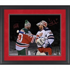 Autographed New Jersey Devils Martin Brodeur & New York Rangers Henrik Lundqvist Fanatics Authentic Framed 16 x 20 2014 Stadium Series Spotlight Photograph with Suede Matting
