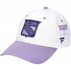 New York Rangers Alexis Lafreniere Fanatics Authentic Player-Worn White and Purple Cap from the 2021-22 NHL Season New York Rangers Alexis Lafreniere Fanatics Authentic Player-Worn White and Purple Cap from the 2021-22 NHL Season