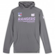 New York Rangers Alexis Lafreniere Fanatics Authentic Player-Worn Gray Hockey Fights Cancer Hoodie from the 2021-22 NHL Season New York Rangers Alexis Lafreniere Fanatics Authentic Player-Worn Gray Hockey Fights Cancer Hoodie from the 2021-22 NHL Season