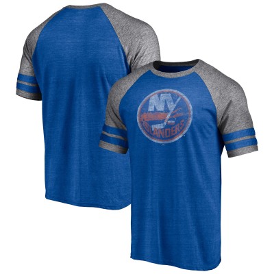 Футболка New York Islanders Two-Stripe Raglan Tri-Blend - Heather Royal