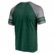 Minnesota Wild Two-Stripe Raglan Tri-Blend T-Shirt - Heather Green