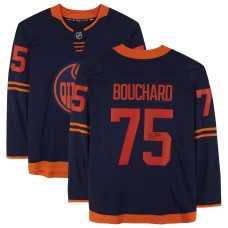 Игровая джерси Autographed Edmonton Oilers Evan Bouchard Fanatics Authentic Navy Fanatics Breakaway