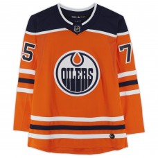 Игровая джерси Autographed Edmonton Oilers Evan Bouchard Fanatics Authentic Orange adidas Authentic with NHL Debut 10/6/18 Inscription