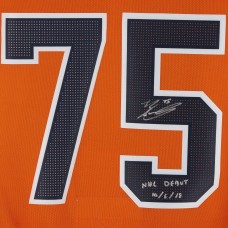 Игровая джерси Autographed Edmonton Oilers Evan Bouchard Fanatics Authentic Orange adidas Authentic with NHL Debut 10/6/18 Inscription