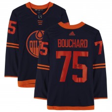 Игровая джерси Autographed Edmonton Oilers Evan Bouchard Fanatics Authentic Navy adidas Authentic