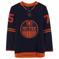 Игровая джерси Autographed Edmonton Oilers Evan Bouchard Fanatics Authentic Navy adidas Authentic