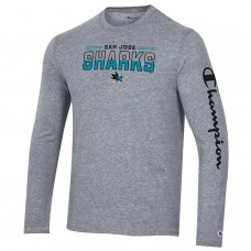 San Jose Sharks Champion Tri-Blend Long Sleeve T-Shirt - Heather Gray