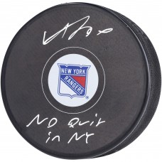 Autographed New York Rangers Adam Fox Fanatics Authentic Hockey Puck with No Quit in NY Inscription Autographed New York Rangers Adam Fox Fanatics Authentic Hockey Puck with No Quit in NY Inscription