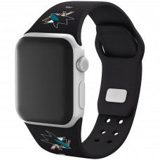 San Jose Sharks Silicone Apple Watch Band - Black