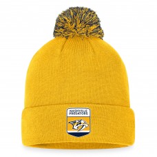 Шапка с помпоном Nashville Predators Fanatics 2023 NHL Draft Cuffed Knit - Gold