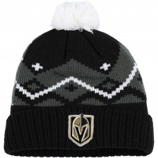Vegas Golden Knights Youth Patchwork Cuffed Knit Hat with Pom - Black/Gray