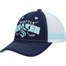 Seattle Kraken Youth Core Lockup Trucker Snapback Hat - Deep Sea Blue/White