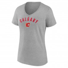 Женская Calgary Flames Gray Team Arc V-Neck T-Shirt