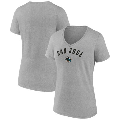 WoSan Jose Sharks Gray Team Arc V-Neck T-Shirt