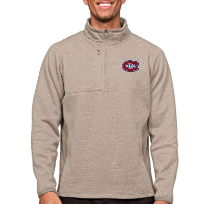 Montreal Canadiens Antigua Course Quarter-Zip Pullover Top - Oatmeal