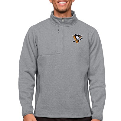 Кофта на короткой молнии Pittsburgh Penguins Antigua Course - Heather Gray