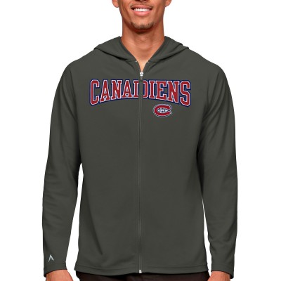 Montreal Canadiens Antigua Legacy Full-Zip Hoodie - Charcoal