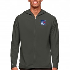 New York Rangers Antigua Logo Legacy Full-Zip Hoodie - Charcoal